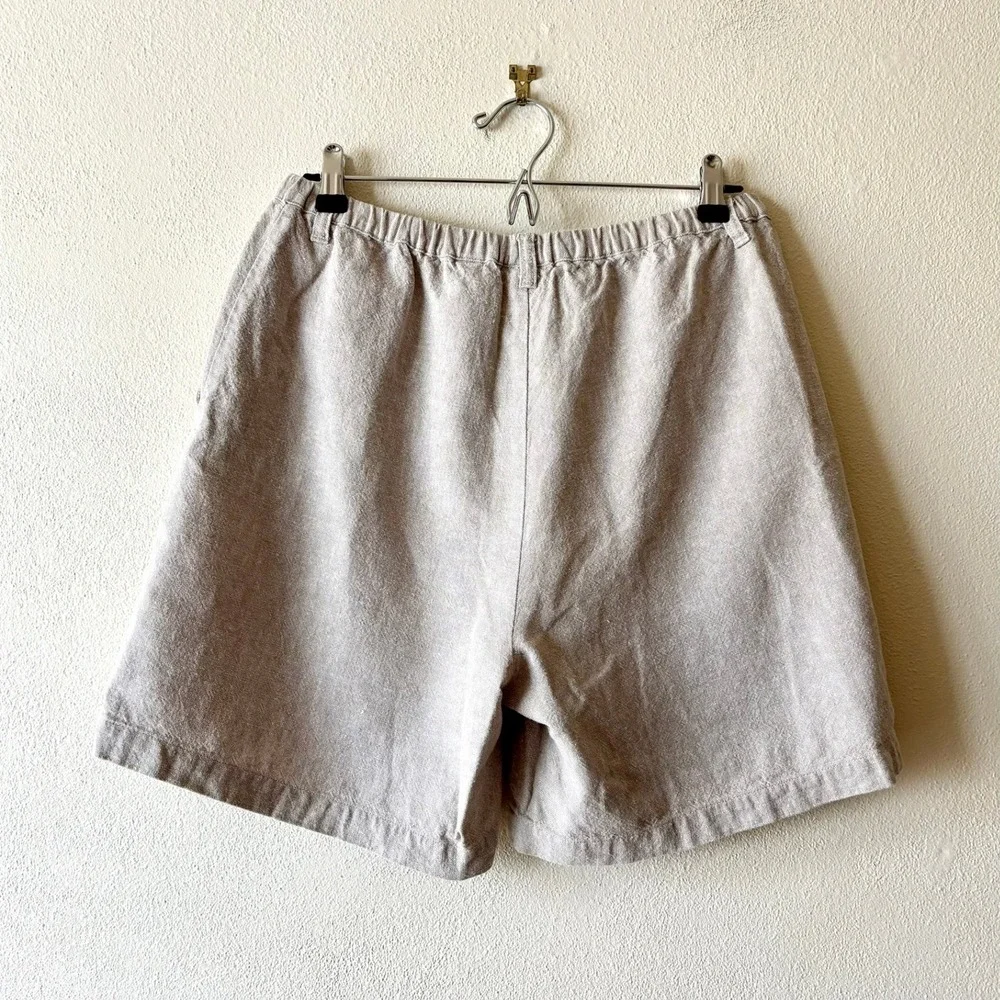 Vintage Field Gear Linen Cotton Shorts Beige High Rise Elastic Waist Women's 12 - Picture 5 of 8